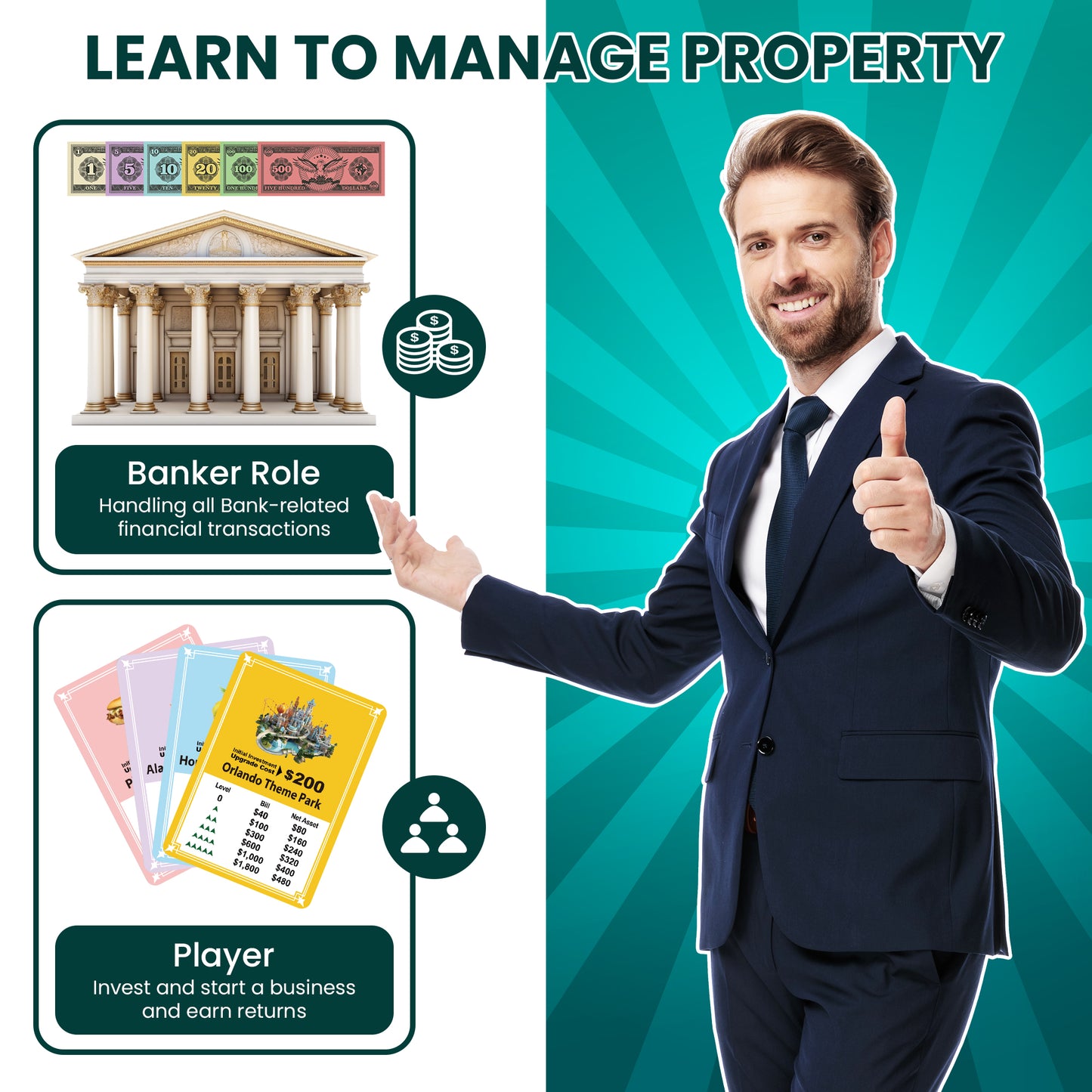 Paycheck to Billionaire: Master Financial Freedom - Smart Investing & Cost Management Board Game - Ideal for Game Night, Educational Play - Perfect for Boys and Girls Ages 8+, Adults and Family