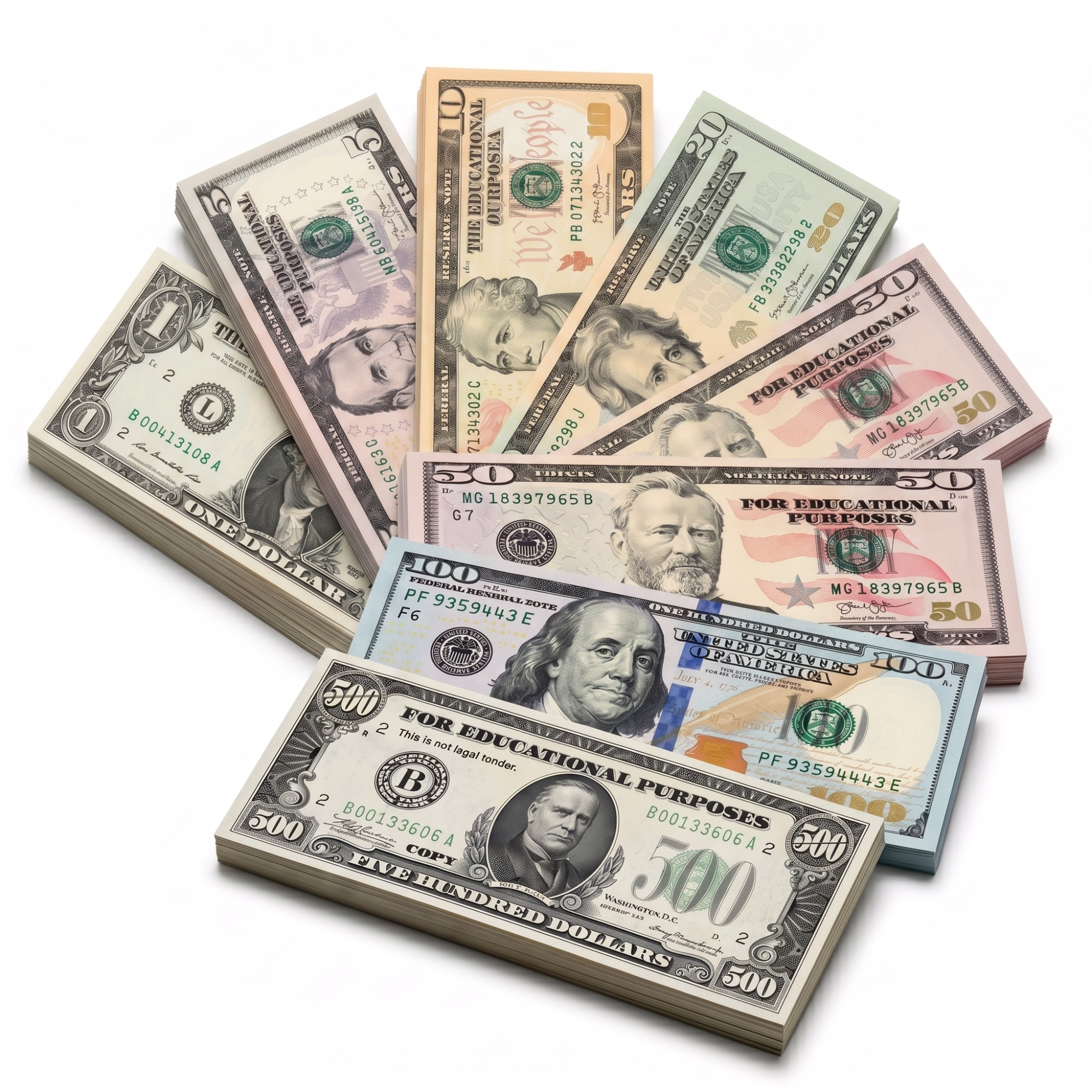 280Pcs Play Money for education and game, for Teachers, Classroom Reward, Total Face Value $27,440 Educational Math Calculation, Board Game Use